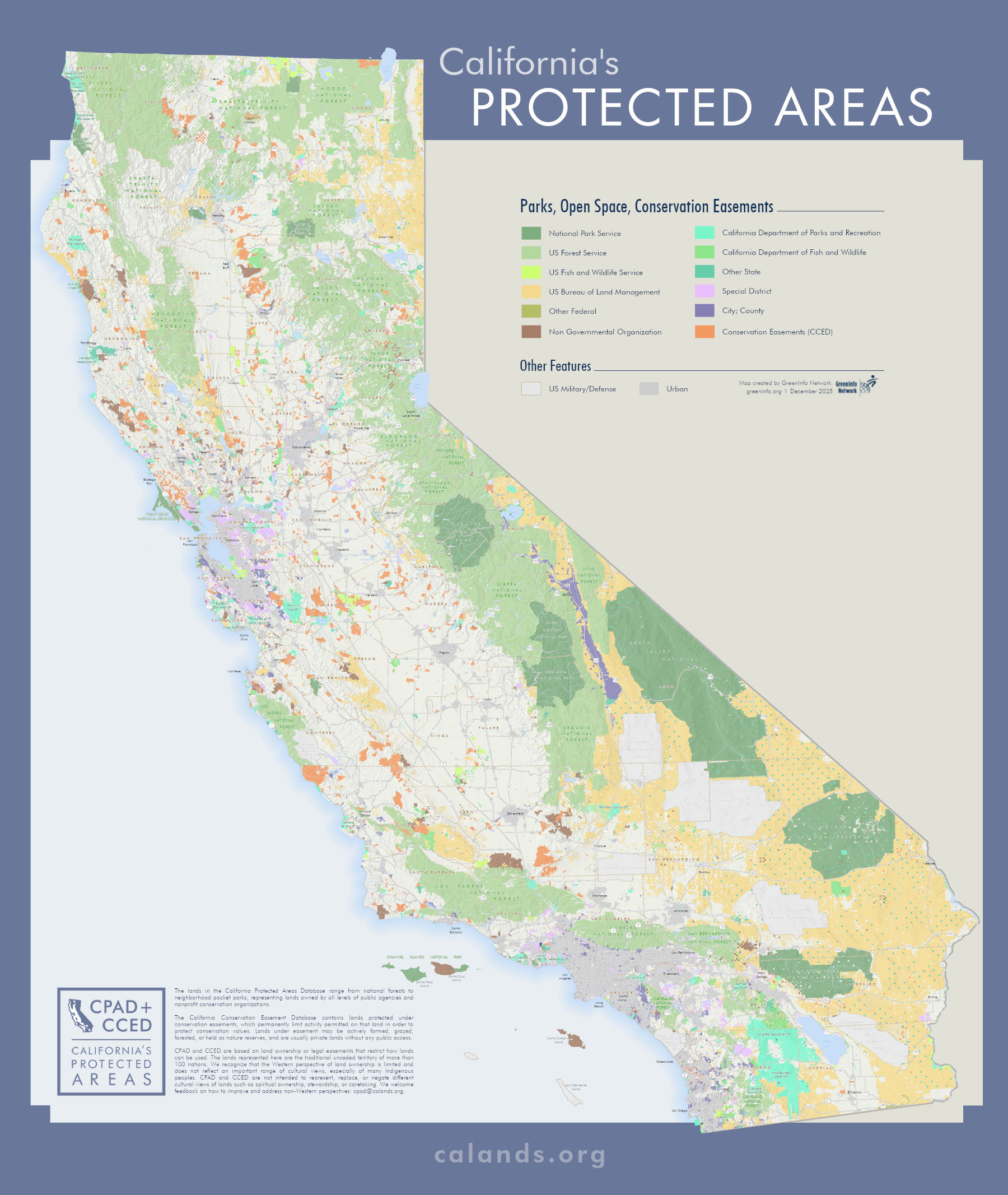 A thumbnail of a poster map of the California Protected Areas.