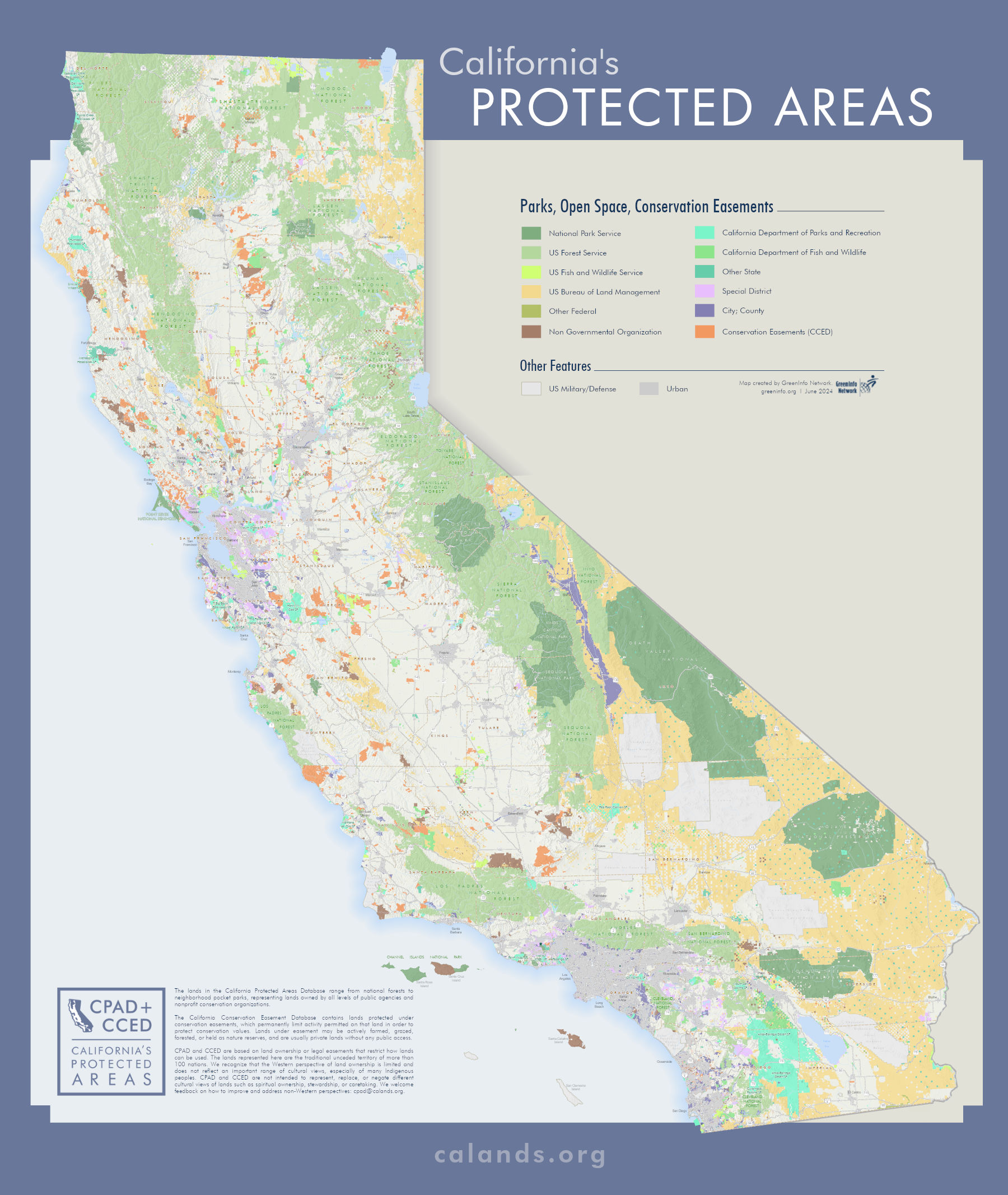 A thumbnail of a poster map of the California Protected Areas.