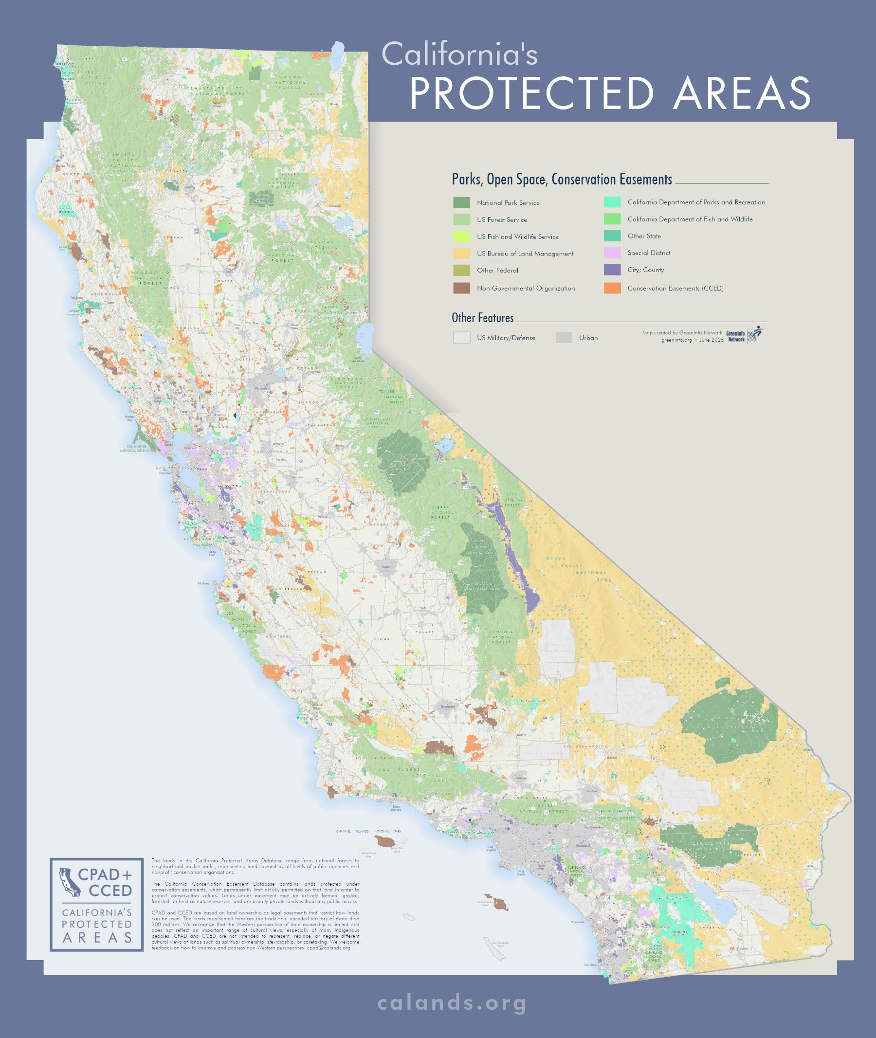 A thumbnail of a poster map of the California Protected Areas.
